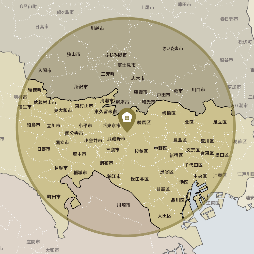 ムクヤホームの施工エリア